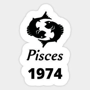 Black Zodiac Birthday Pisces 1974 Sticker